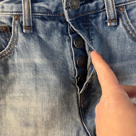 Free People Denim Shorts Button Fly Cut Off Distressed 61855-16515125 Size W 27 - Picture 3 of 8
